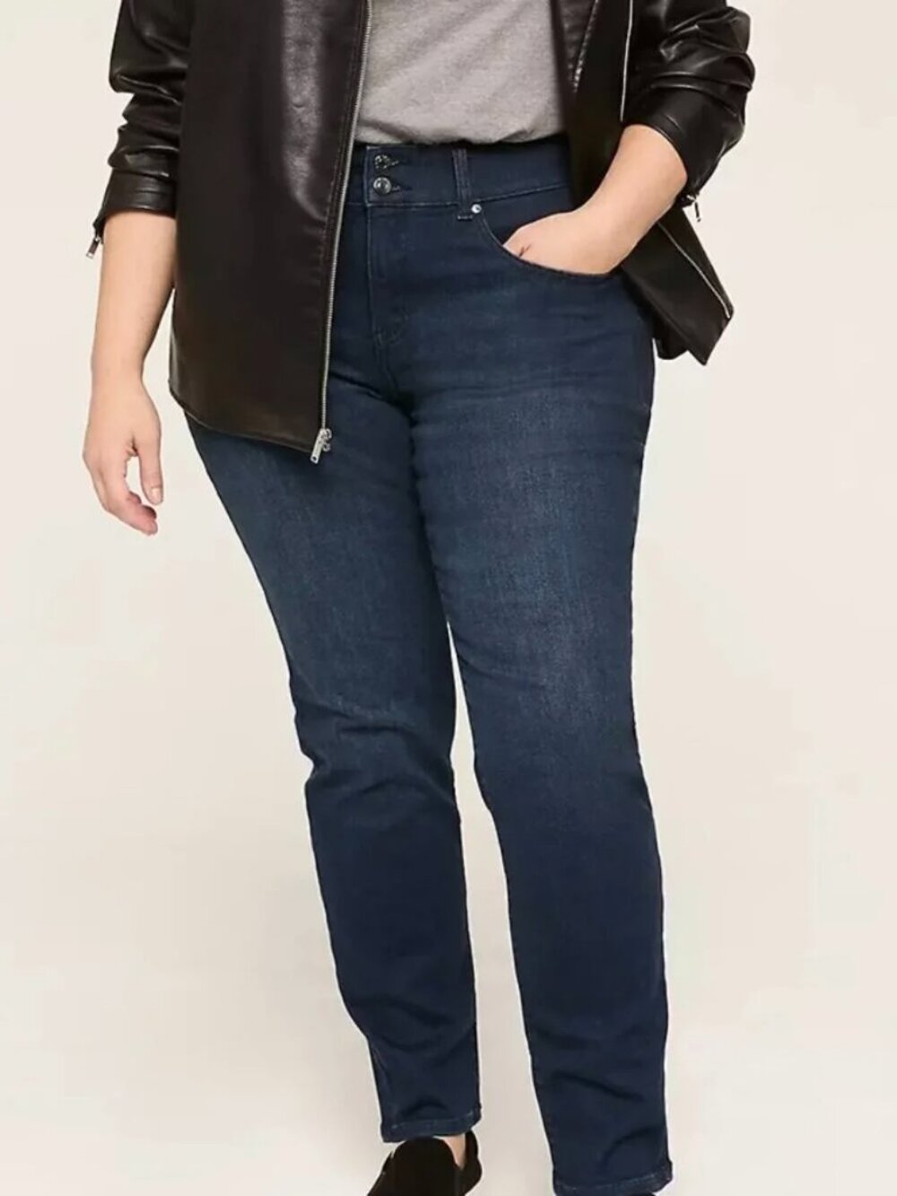 Lane Bryant Tighter Tummy Fit High-Rise Straight Leg Jeans 28S Blue Denim - Picture 4 of 4